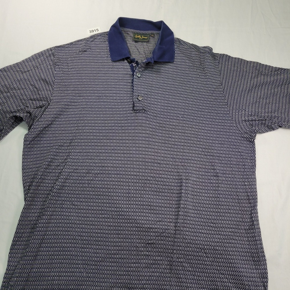 Bobby Jones Collection Golf Polo Shirt Mens XL Blue Print Short Sleeve Collared